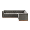 Maxx 3-Piece Tufted Grey Velvet Corner Sectional 101"