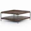 Barton Iron Leg Slab Wood Top Square Coffee Table 38"