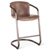 Industrial Loft Metal and Jet Brown Leather Counter Stool