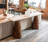 Breton 72" Console Table with Travertine in Walnut