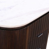 Athena 72" Executive Desk with Travertine Top and Aged Mahogany