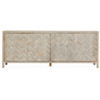 Sabrina 94" Reclaimed Pine Chevron Patterned 4-Door Cabinet