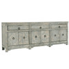 Amherst 104" Reclaimed Pine 3-Drawer 6-Door Cabinet in Timeworn Gray