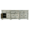 Amherst 104" Reclaimed Pine 3-Drawer 6-Door Cabinet in Timeworn Gray