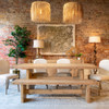 Alpine Solid Distressed Oak Wood Dining Bench 74" Alpine Solid Distressed Oak Wood Dining Bench 74"