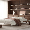 Cubed Queen Size Sleeper Sofa Bed With Dark Wood Legs