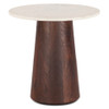 Serene 22" Mango Wood and White Marble Side Table Espresso