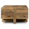 Angora Reclaimed Wood Block Rustic Coffee Table 68"