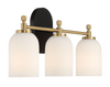 Meadows Three Lights Vanity Brushed Gold Bathroom Wall Light for Bathroom Over Mirror 20.5"W × 10.125"H × 5.5"E with White Frosted Glass