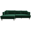 Blake L-Shaped Sectional Sofa Left Facing - Green Velvet