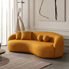 Drake Japandi Style Curvy Boucle Sofa - Yellow