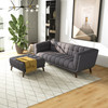 Addison Square Upholstered Ottoman - Dark Grey