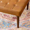 Mark Mid-Century Tufted Square Genuine Leather Upholstered Ottoman In Tan