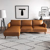 Lore  L-Shaped Genuine Leather Sectional In Tan Left Facing