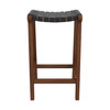 James Mid-Century Modern Genuine Black Leather 24.5" Counter Stool