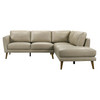 Benson Beige Leather Sectional Sofa Right Facing Chaise Benson Beige Leather Sectional Sofa Right Facing Chaise