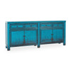 Amherst Reclaimed Wood 4-Drawer 4-Door Cabinet -Antique Blue 87"