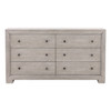 Andre Solid Acacia Wood 6 Drawer Double Dresser in Gray wash
