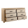 Niva Solid Pine Wood 6 Drawer Double Dresser in Light Warm Wash Finish