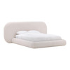 Georgie Solid Hardwood Queen Bed with Snow White Boucle Fabric