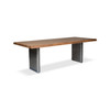 Brooks - Dining Table - Cast Slab Base - 40" x 116" - Teak Top - Antique Nickel Base
