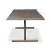 Brooks - Dining Table - T Base - 40" x 116" - Sandblasted Grey Top - Brass Base