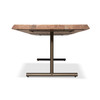 Brooks - Dining Table - T Base - 40" x 79" - Teak Top - Brass Base