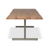 Brooks - Dining Table - T Base - 40" x 92" - Teak Top - Pewter Base