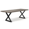 Brooks - Dining Table - X Base - 40" x 116" - Sandblasted Grey Top - Black Base