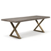 Brooks - Dining Table - X Base - 40" x 79" - Sandblasted Grey Top - Brass Base