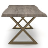 Brooks - Dining Table - X Base - 40" x 79" - Sandblasted Grey Top - Brass Base