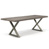 Brooks - Dining Table - X Base - 40" x 92" - Sandblasted Grey Top - Pewter Base
