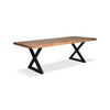 Brooks - Dining Table - X Base - 40" x 92" - Teak Top - Black Base