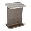 Marbelle - I-Beam Marble Side Table - Toronto Sand/Antique Nickel Finish