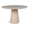 Modern Brazilian - Mona - Glass Top Round Dining Table - Off White Top - Nevoa Base