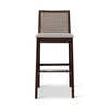 Modern Brazilian - Nardia - Cane Bar Stool - Medley Ivory Seat - Nogal Frame - Nogal Cane Webbing