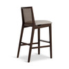 Modern Brazilian - Nardia - Cane Bar Stool - Medley Ivory Seat - Nogal Frame - Nogal Cane Webbing
