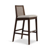 Modern Brazilian - Nardia - Cane Bar Stool - Medley Ivory Seat - Nogal Frame - Nogal Cane Webbing