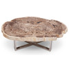 Relique - Eliza Coffee Table - Polished Stainless Steel Base - Natural Light Top