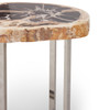 Relique - Eliza End Table - Polished Stainless Steel Base - Natural Dark Top