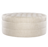 Grand Linen Upholstered Round Tufted Ottoman