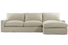 Casual Beige Belgian Linen Upholstered Sectional Sofa