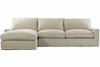 Casual Beige Belgian Linen Upholstered Sectional Sofa