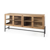 Arelius 4 Glass Doors Cabinet Sideboard 70" - Light Brown Arelius 4 Glass Doors Cabinet Sideboard 70" - Light Brown