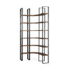 Turner II 37L x 10.5W x 90H Curved Dark Brown Wood And Black Iron Six Shelving Unit