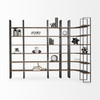 Turner II 37L x 10.5W x 90H Curved Dark Brown Wood And Black Iron Six Shelving Unit