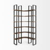 Turner II 37L x 10.5W x 90H Curved Dark Brown Wood And Black Iron Six Shelving Unit
