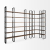 Turner II 37L x 10.5W x 90H Curved Dark Brown Wood And Black Iron Six Shelving Unit