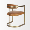 Hollyfield I Brown Leather Seat Gold Iron Frame Dining Chair