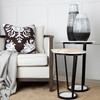 Bombola I (Small) 15L x 15W White Round Marble Top W/Black Metal Frame Accent Table